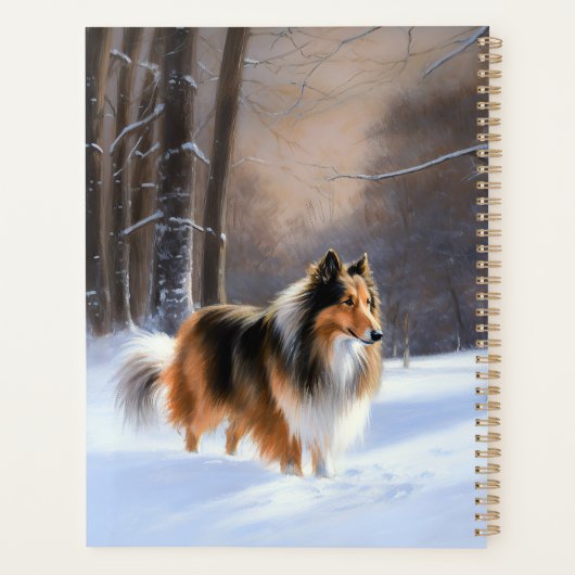 Rough Collie liet het sneeuwen Kerstmis Planner (Achterkant)