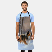 Rough Collie liet het sneeuwen Kerstmis Schort (Gedragen)