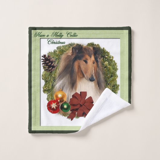 Rough Collie Lovers Kerstmis Bad Handdoek (Wasdoekje)