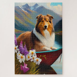 Rough Collie op een Peddel: Een Schitterend Avontu Legpuzzel