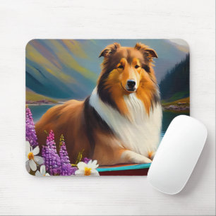 Rough Collie op een Peddel: Een Schitterend Avontu Muismat