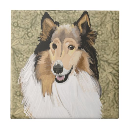 Rough Collie Portrait Tegeltje (Voorkant)