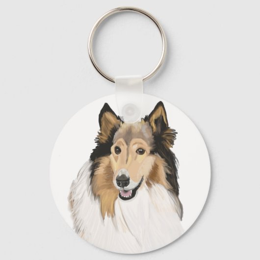 Rough Collie portret dubbelzijdig Sleutelhanger (Voorkant)