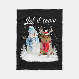 Rough Collie Santa Dog Kerstmis Snowman Xmas Paja Fleece Deken