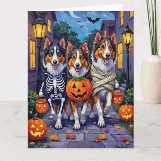 Rough Collie Trick-or-Treating Halloween Costumes Kaart (Voorkant)
