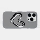 Rough Heart Zwart-wit Ontwerp in donkergrijs iPhone Hoesje (Achterkant horizontaal)