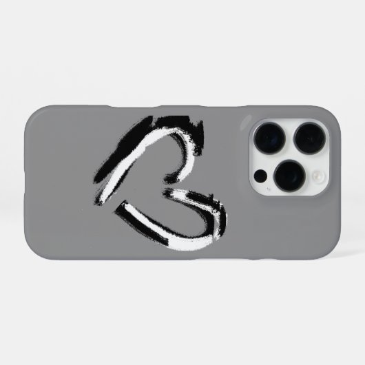 Rough Heart Zwart-wit Ontwerp in donkergrijs iPhone Hoesje (Achterkant horizontaal)