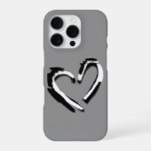 Rough Heart Zwart-wit Ontwerp in donkergrijs iPhone Hoesje (Achterkant)