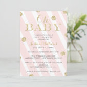Rougissent des invitations de baby shower de rose (Debout devant)