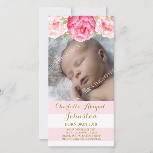 Rougissent le baby shower rose de Merci de fleurs (Devant)