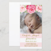 Rougissent le baby shower rose de Merci de fleurs (Devant / Derrière)