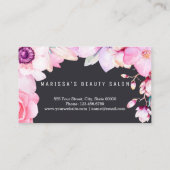 Rougissent le carte de visite floral et noir rose (Dos)