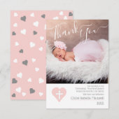 Rougissent le Merci rose de photo de baptême de (Devant / Derrière)