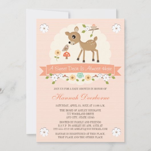 ROUGISSENT LES INVITATIONS DE BABY SHOWER DE CERFS (Devant)