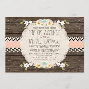 ROUGISSENT LES INVITATIONS FLORALES RUSTIQUES DE