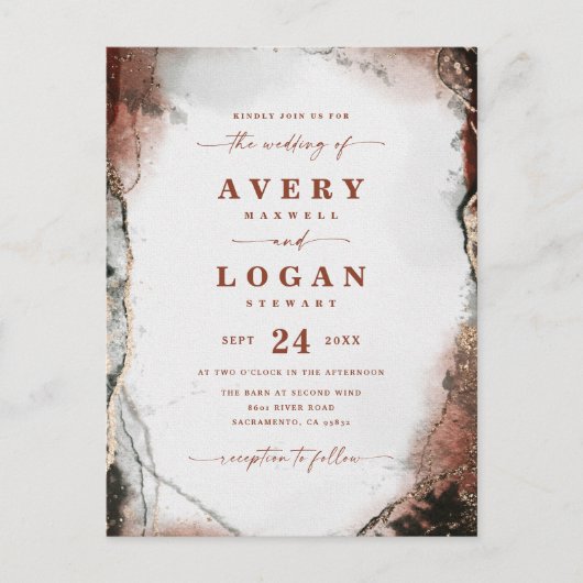 Rouille Ethérée Abstraite et Faire-part de mariage (Devant)