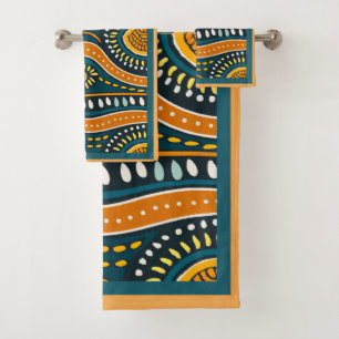Rouille Motif contemporaine, Turquoise, Serviette