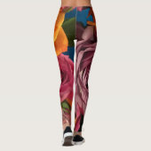 Rouille Orange violet Rose Leggings floraux (Dos)