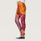 Rouille Orange violet Rose Leggings floraux (Gauche)