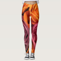 Rouille Orange violet Rose Leggings floraux