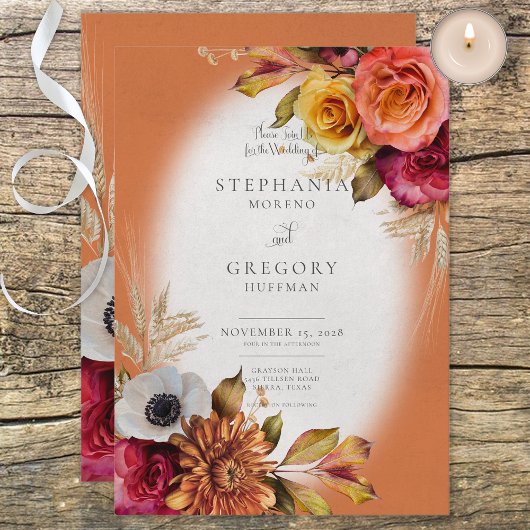 Rouille vintage et Fuchsia Faire-part de mariage