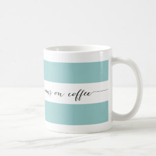 Roule sur tasse à café rayé, aqua