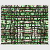 Rouleau à papier cadeau Rouge, Vert, Noir Lignes A (Plat)