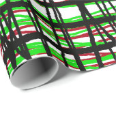 Rouleau à papier cadeau Rouge, Vert, Noir Lignes A (Coin rond)