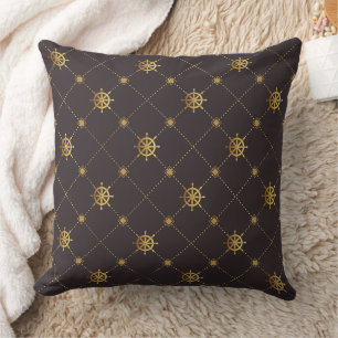 Rouleau de navire doré coussin jeté