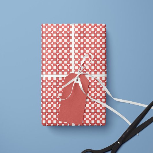 Rouleau de papier cadeau à carreaux préppy rouges