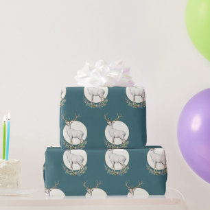 Rouleau de papier cadeau Cerf de la forêt vert sar