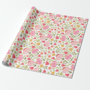 Rouleau de papier d'emballage cadeau floral