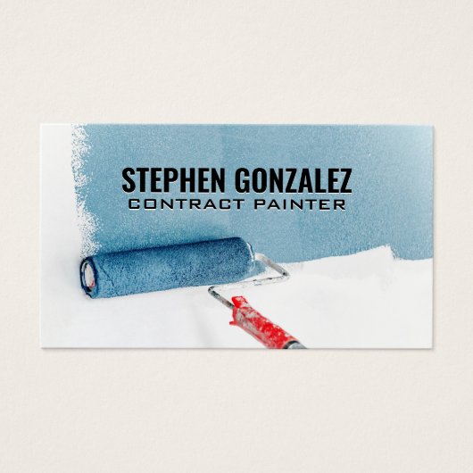 Rouleau de peinture | Mur bleu peint (Devant)