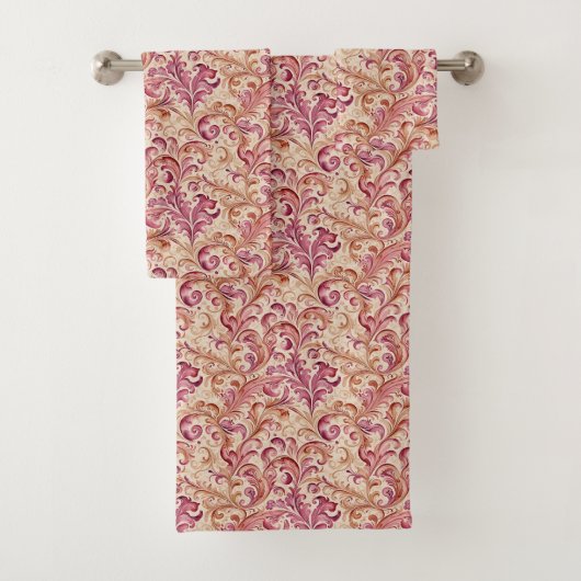 Rouleau Disty Rose et feuille taupe (En situation)