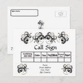 Rouleau noir avec perle d'or Cartes QSL 3D Look (Devant / Derrière)