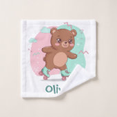 Rouleau rétro Patinage bébé ours (Gant de toilette)