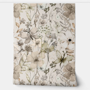 Rouleaux de papier peint beige paradis des fleurs