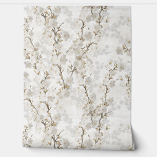 Rouleaux de papier peint doux crem à fleurs de cer
