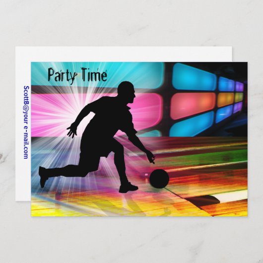 Roulement dans un invitation au néon d'allée (Devant / Derrière)