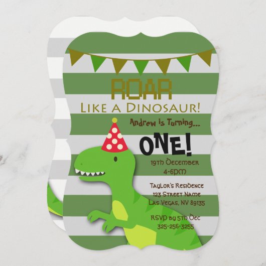 Rouler comme un dinosaure Invitation d'anniversair (Devant / Derrière)