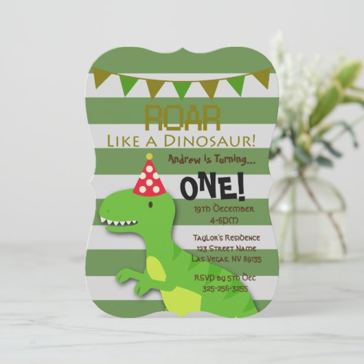 Rouler comme un dinosaure Invitation d'anniversair (Debout devant)