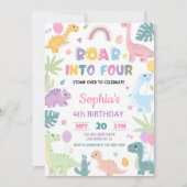 Rouler dans quatre Dinosaures 4e Invitation annive (Devant)