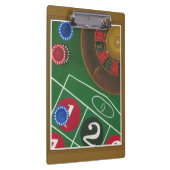 Roulette-tabel met chips en wiel klembord (Rechts)