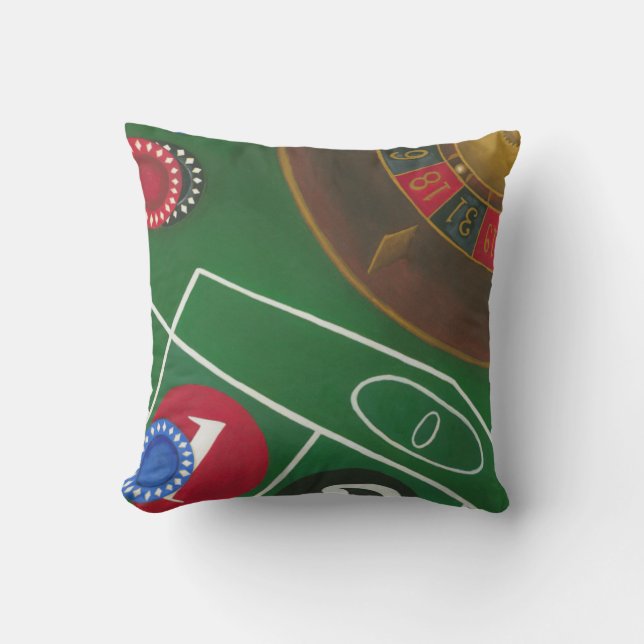 Roulette-tabel met chips en wiel kussen (Voorkant)