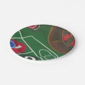 Roulette-tabel met chips en wiel papieren bordje (Gekanteld)