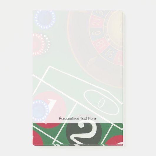 Roulette-tabel met chips en wiel post-it® notes (Voorkant)