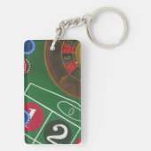 Roulette-tabel met chips en wiel sleutelhanger (achterkant)