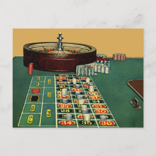  Roulette Table Casino Game, Gambling Chips Briefkaart