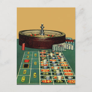 Roulette Table Casino Game, Gambling Chips Briefkaart