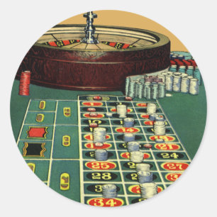  Roulette Table Casino Game, Gambling Chips Ronde Sticker